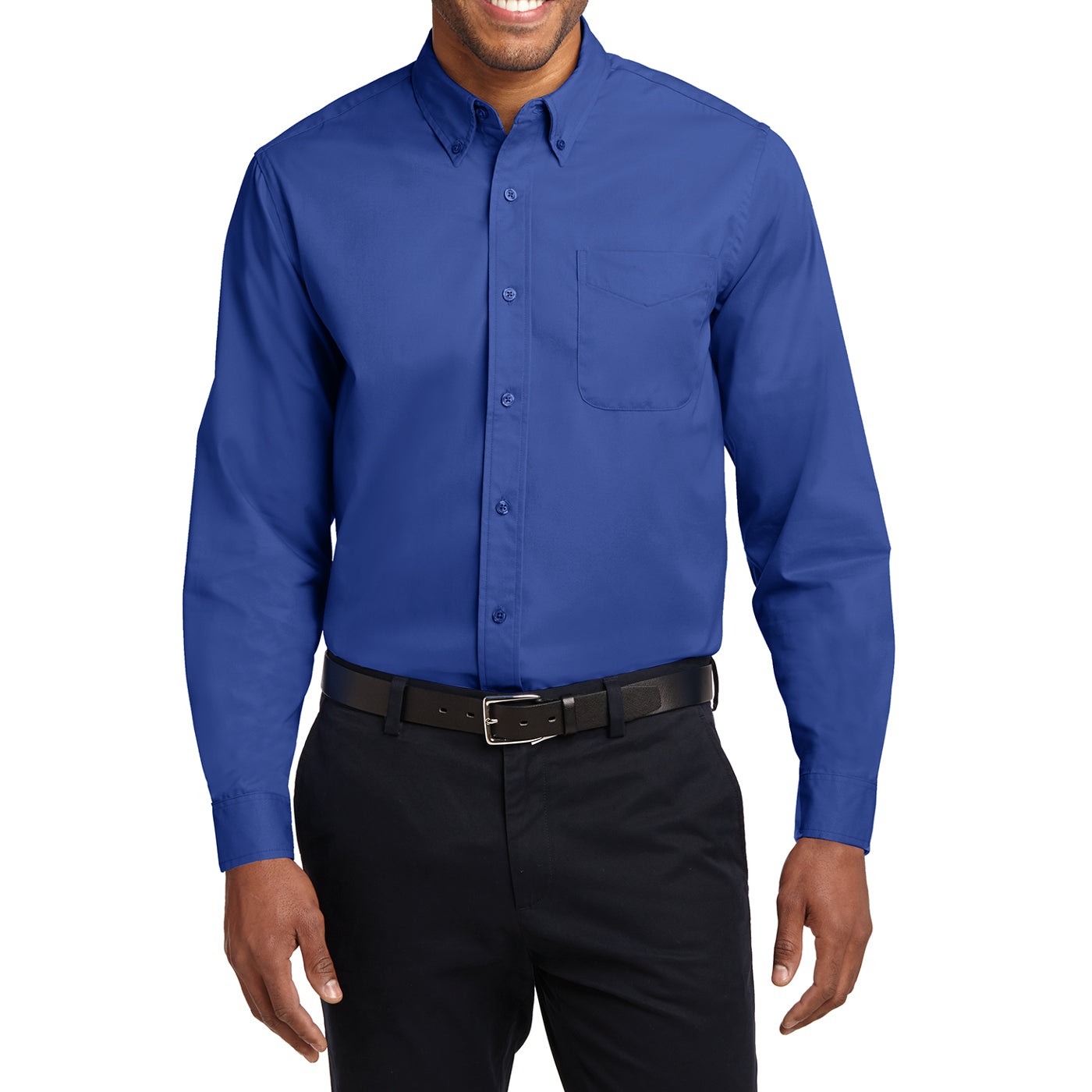 Men's Long Sleeve Easy Care Shirt - Royal/ Classic Navy - Front