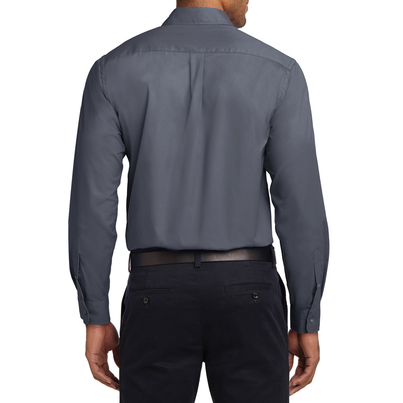 Men's Long Sleeve Easy Care Shirt - Steel Grey/ Light Stone - Back