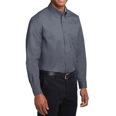 Men's Long Sleeve Easy Care Shirt - Steel Grey/ Light Stone - Side