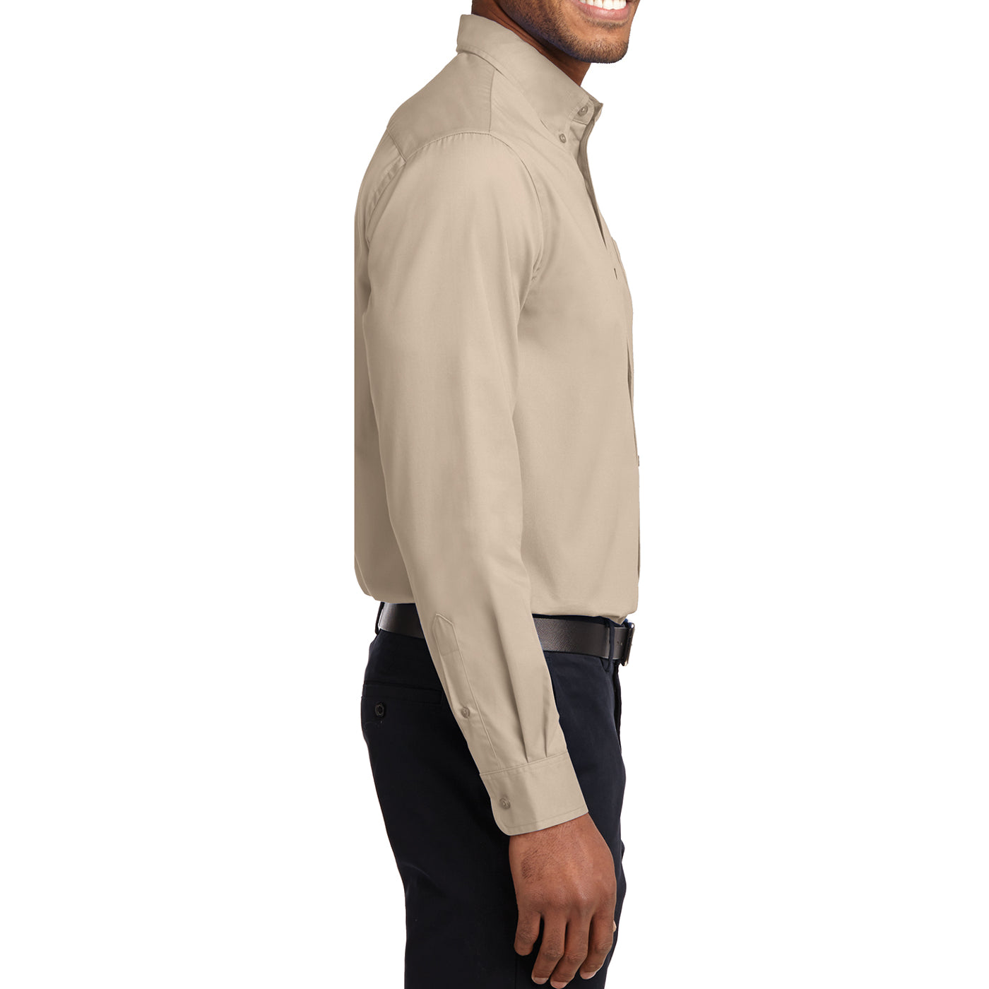 Men's Long Sleeve Easy Care Shirt - Stone - Side