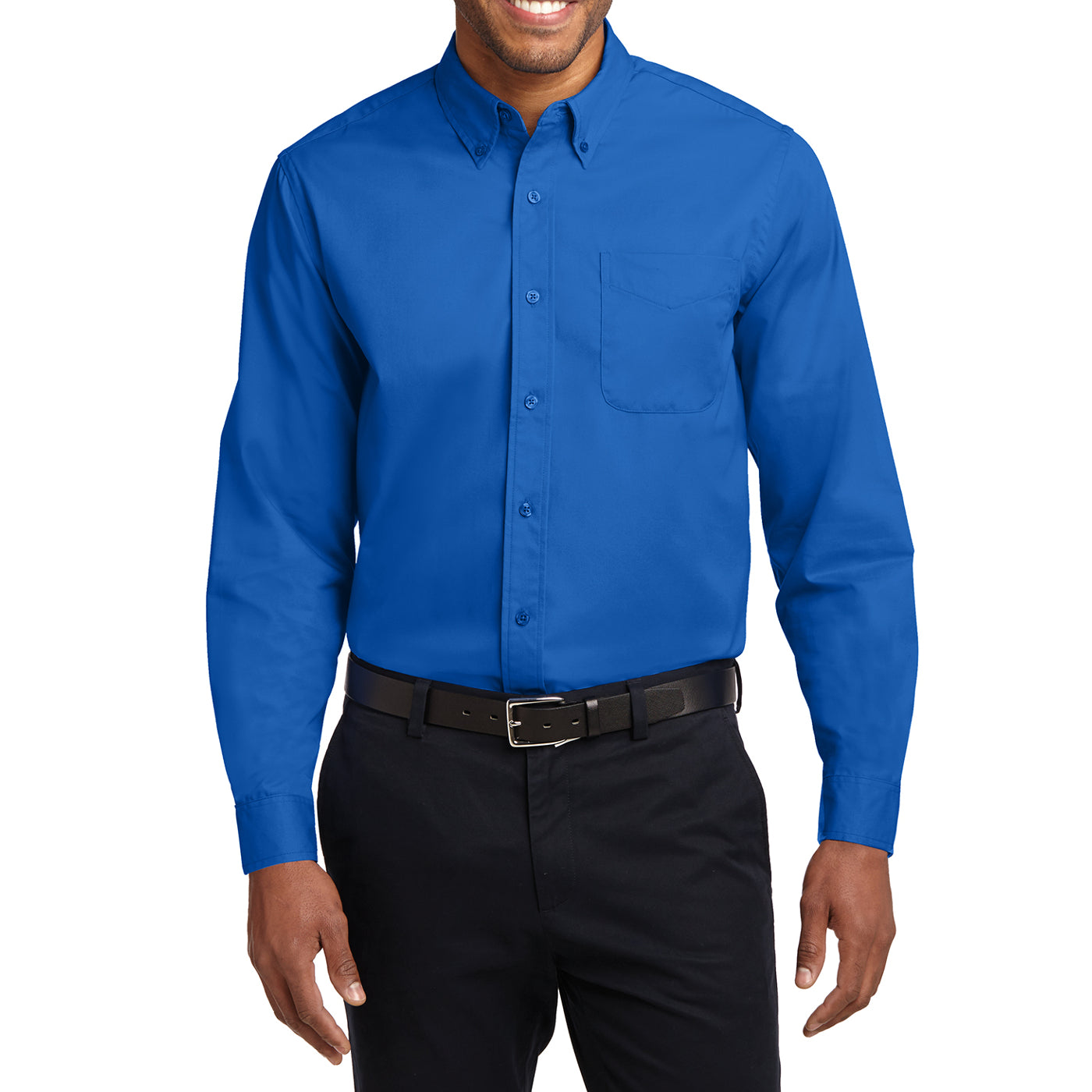 Men's Long Sleeve Easy Care Shirt - Strong Blue - Front