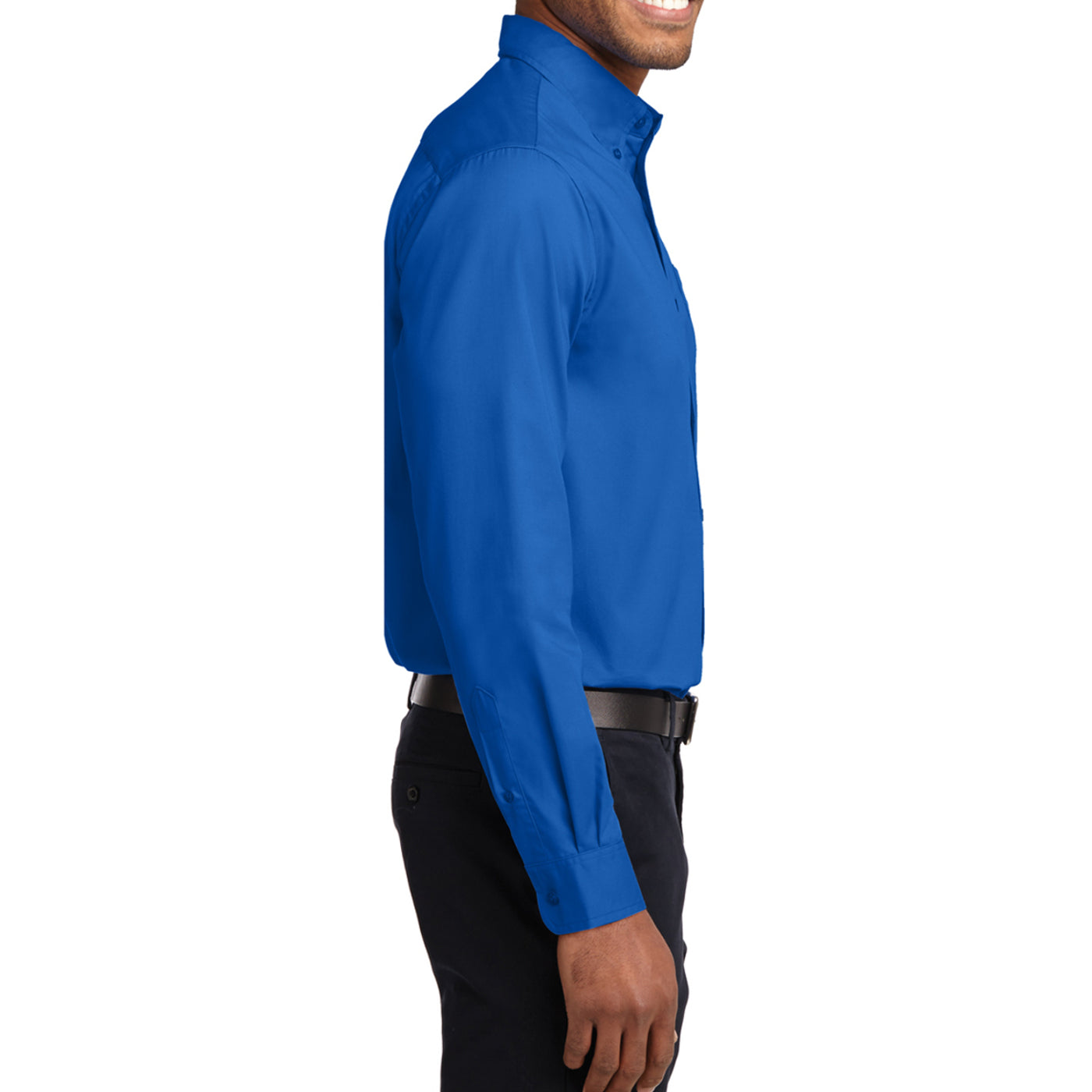 Men's Long Sleeve Easy Care Shirt - Strong Blue - Side