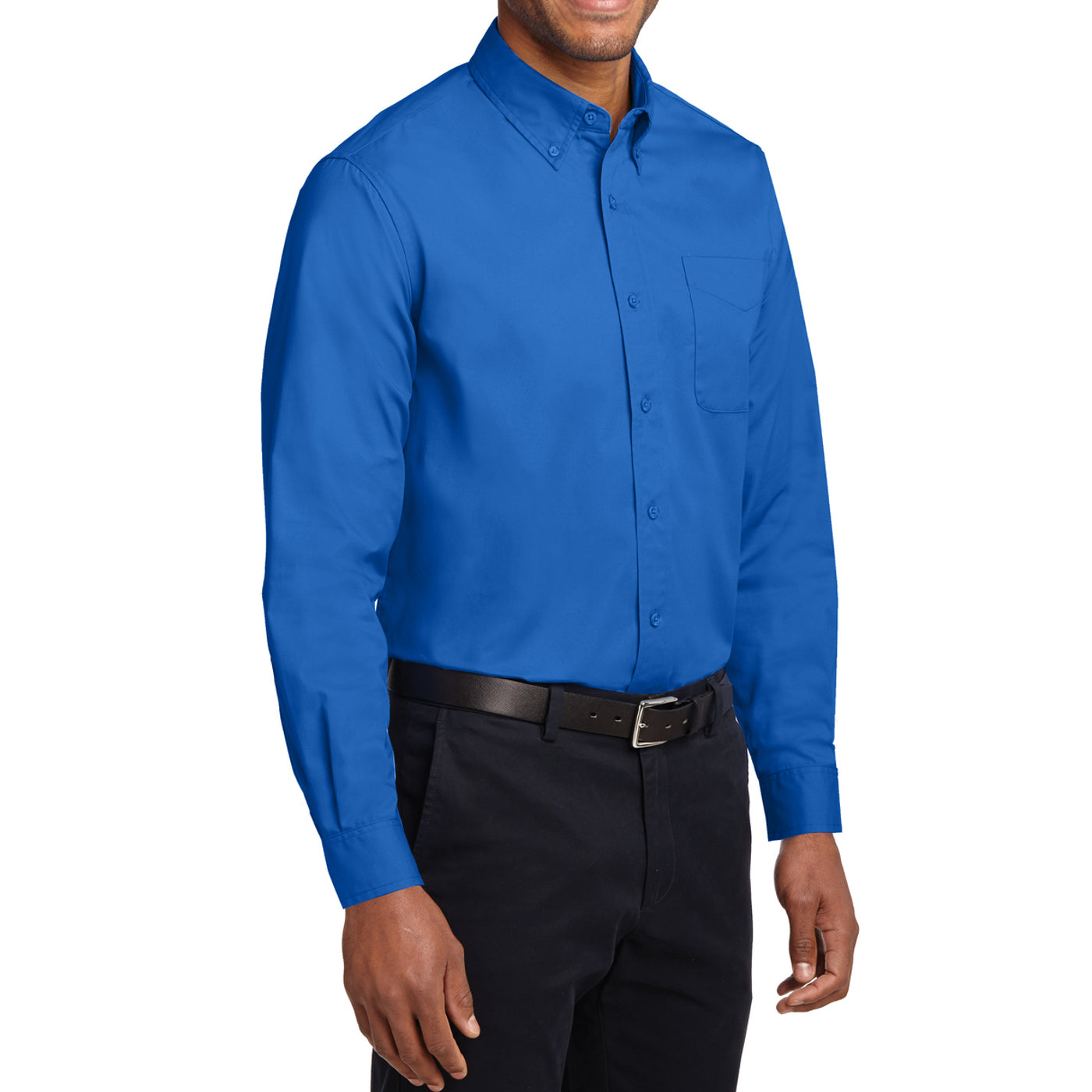 Men's Long Sleeve Easy Care Shirt - Strong Blue - Side