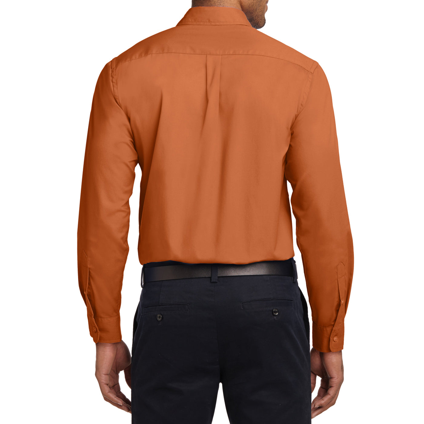 Men's Long Sleeve Easy Care Shirt - Texas Orange/ Light Stone - Back