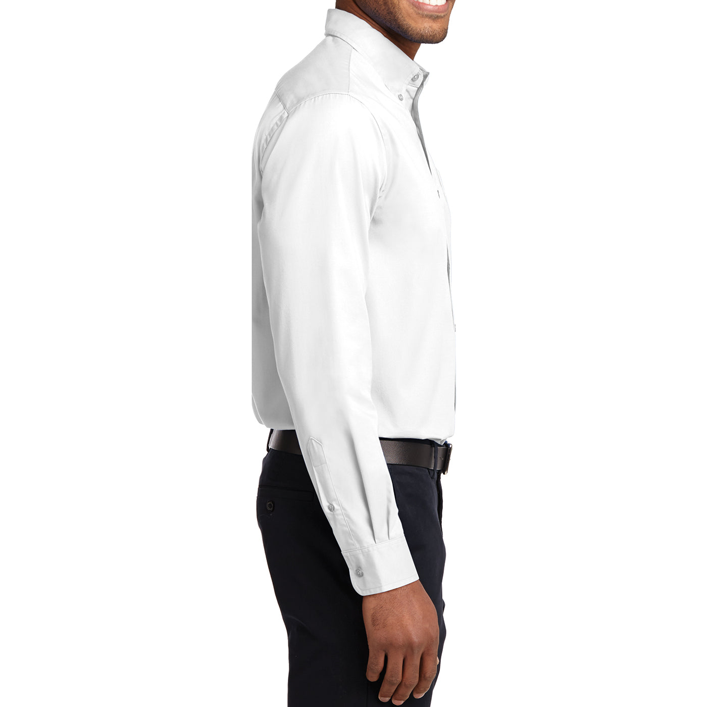 Men's Long Sleeve Easy Care Shirt - White/ Light Stone - Side