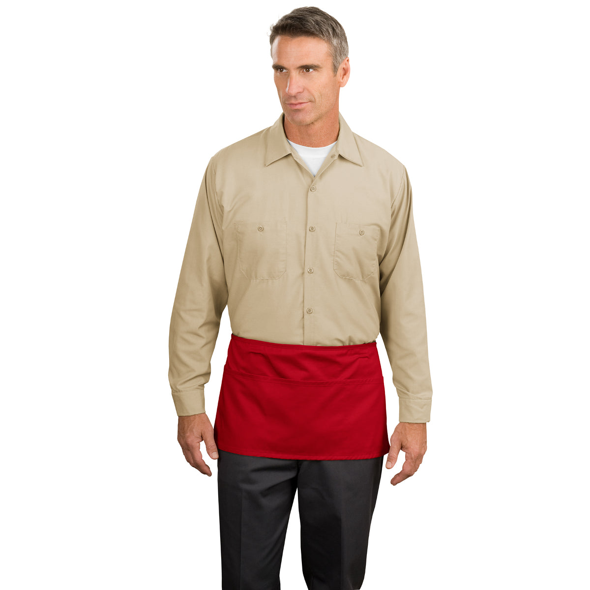 Waist Apron with Pockets Red