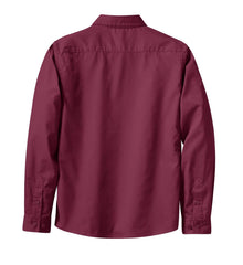 Mafoose Women's Long Sleeve Easy Care Shirt Burgundy/Light Stone-Back