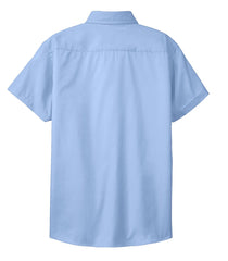 Mafoose Women's Comfortable Short Sleeve Easy Care Shirt Light Blue/Light Stone-Back
