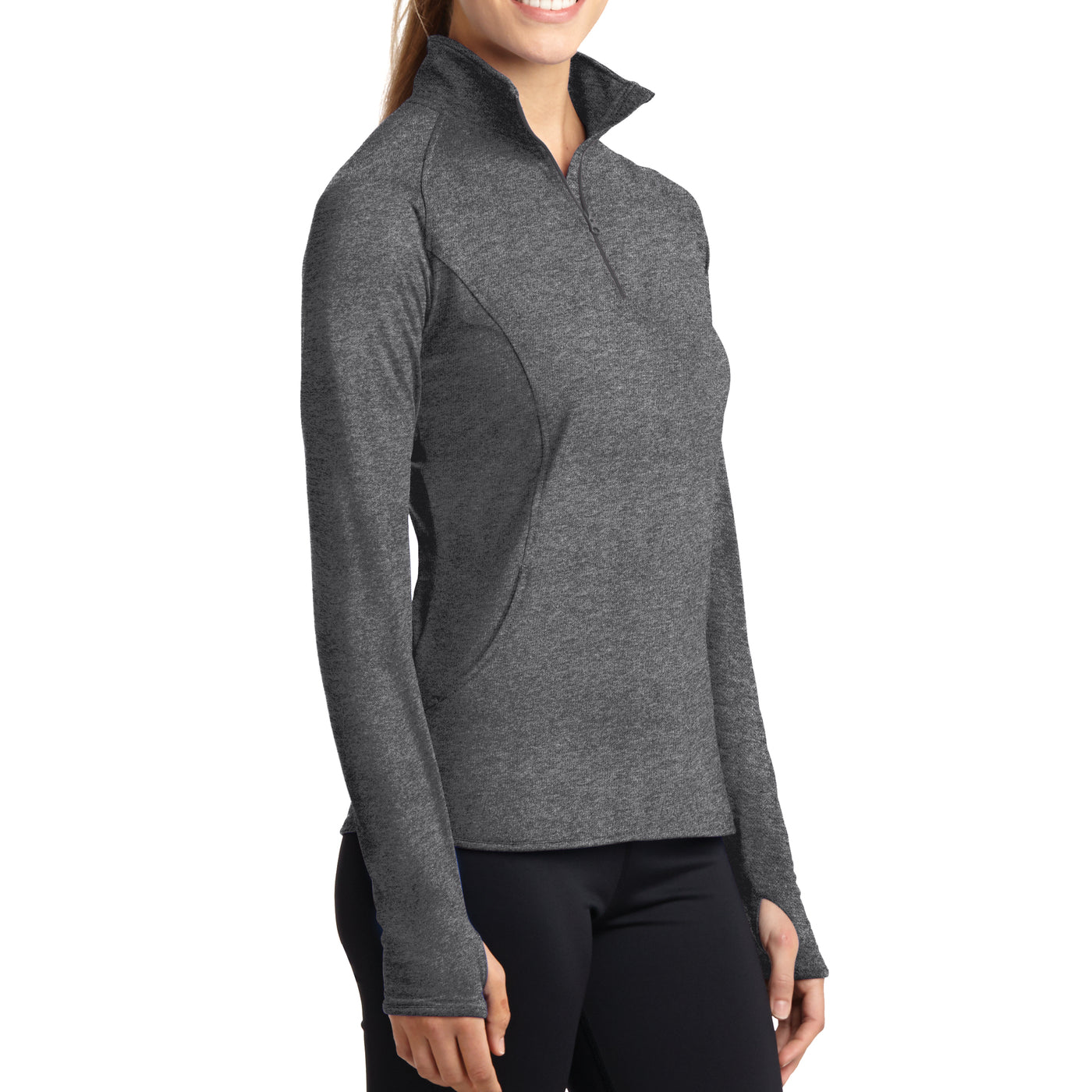 Women's Sport Wick Stretch 1/2 Zip Pullover - Charcoal Grey Heather - Side