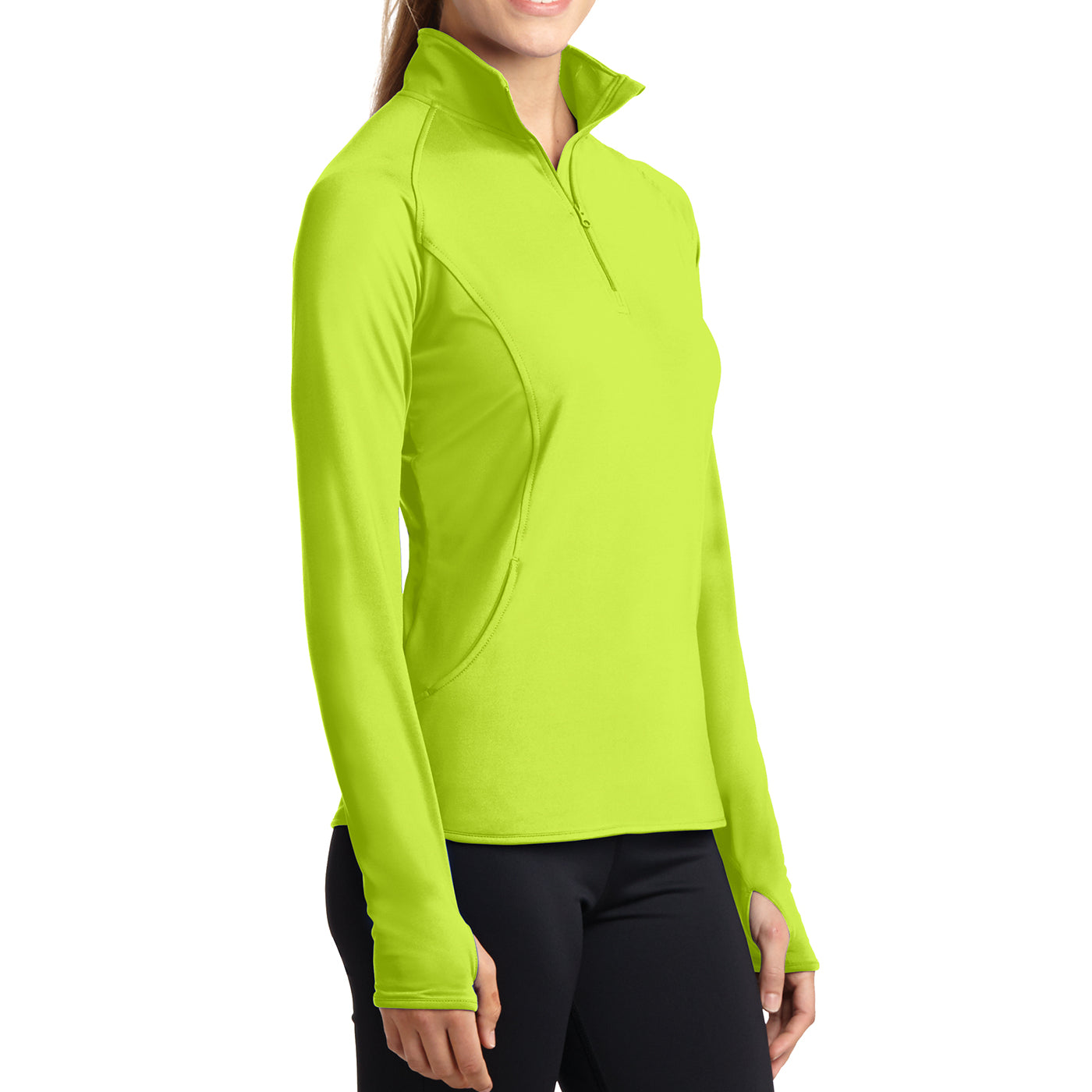 Women's Sport Wick Stretch 1/2 Zip Pullover - Charge Green - Side