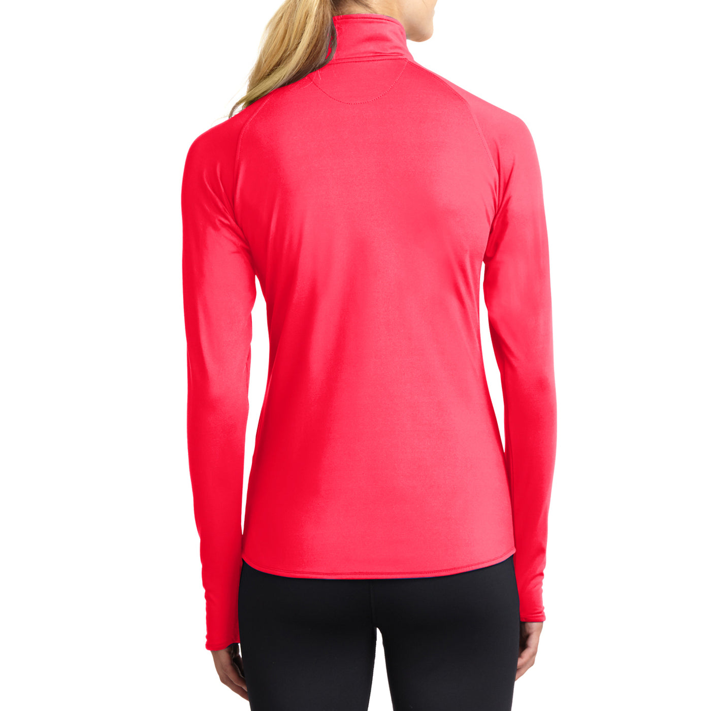 Women's Sport Wick Stretch 1/2 Zip Pullover - Hot Coral - Back