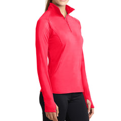 Women's Sport Wick Stretch 1/2 Zip Pullover - Hot Coral - Side