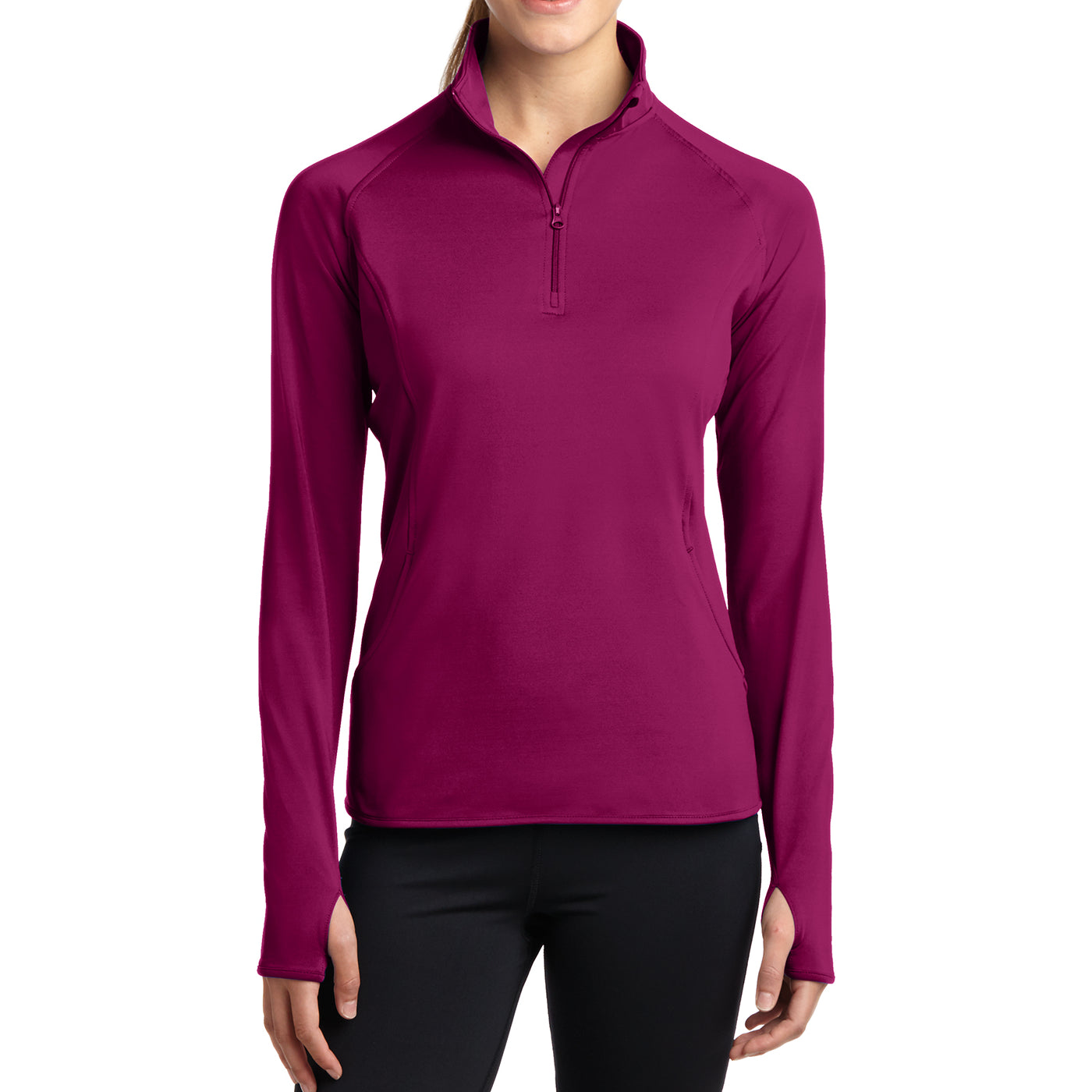 Women's Sport Wick Stretch 1/2 Zip Pullover - Pink Rush - Front