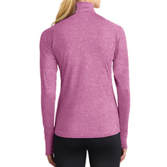 Women's Sport Wick Stretch 1/2 Zip Pullover - Pink Rush Heather - Back