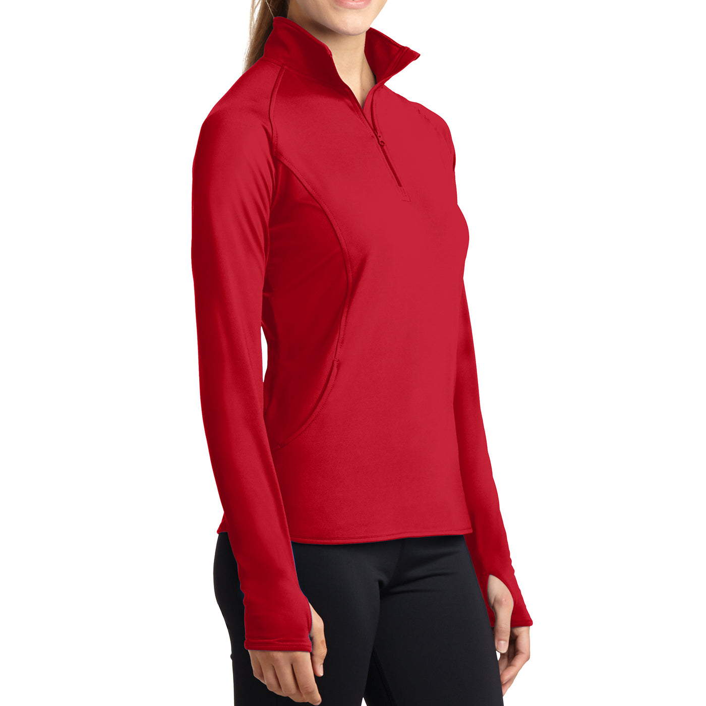 Women's Sport Wick Stretch 1/2 Zip Pullover - True Red - Side