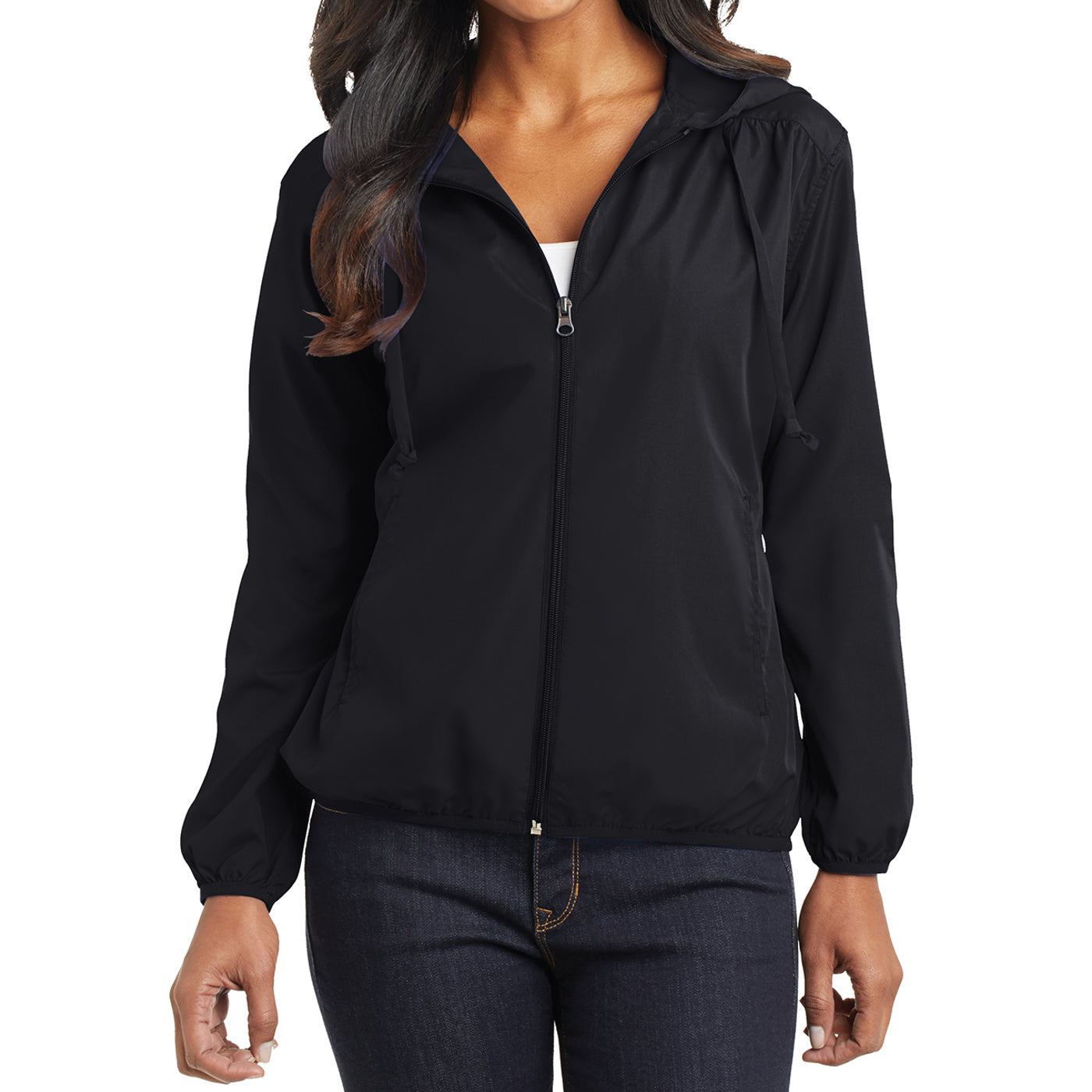 Women's Hooded Essential Jacket - Black - Front