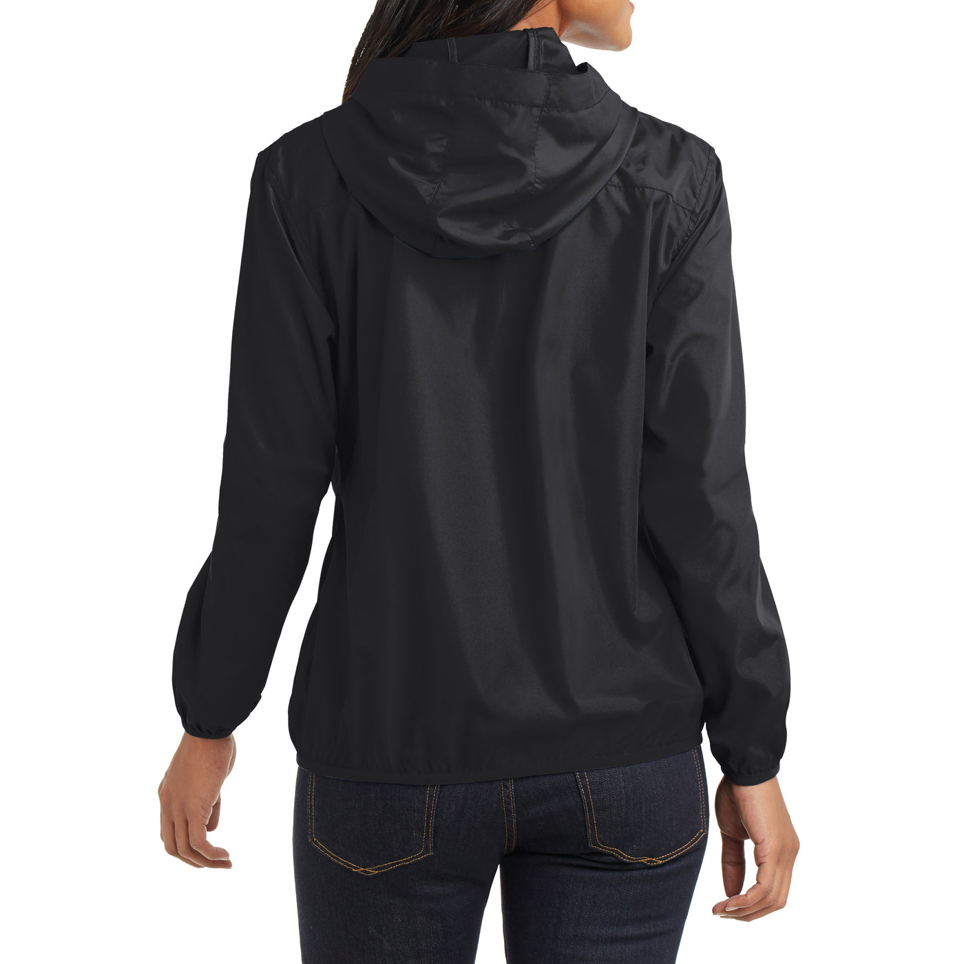 Women's Hooded Essential Jacket - Black - Back