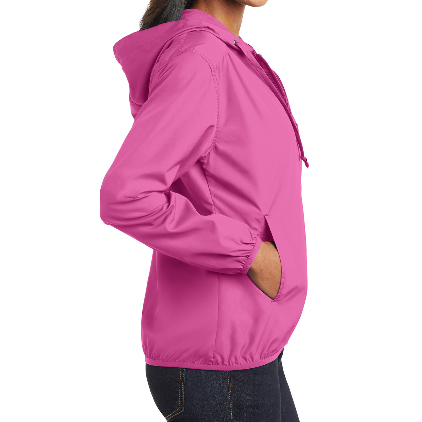 Women's Hooded Essential Jacket - Charity Pink - Side