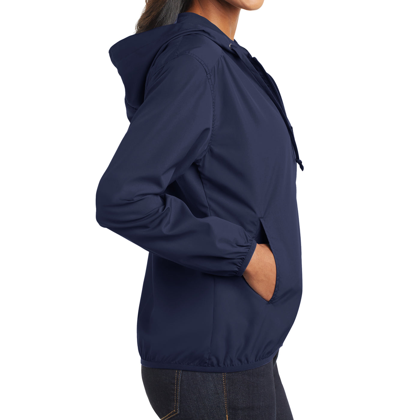 Women's Hooded Essential Jacket - True Navy - Side