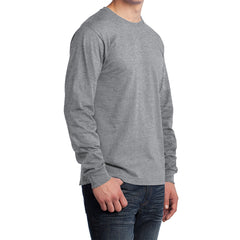 Men's Long Sleeve Core Cotton Tee - Athletic Heather - Side