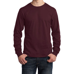 Men's Long Sleeve Core Cotton Tee - Athletic Maroon - Front