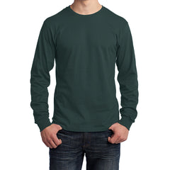 Men's Long Sleeve Core Cotton Tee - Dark Green - Front