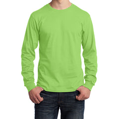 Men's Long Sleeve Core Cotton Tee - Lime - Front