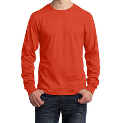 Men's Long Sleeve Core Cotton Tee - Orange - Front