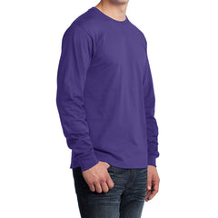 Men's Long Sleeve Core Cotton Tee - Purple - Side