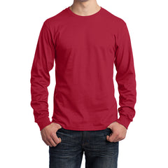 Men's Long Sleeve Core Cotton Tee - Red - Front