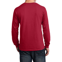 Men's Long Sleeve Core Cotton Tee - Red - Back