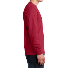 Men's Long Sleeve Core Cotton Tee - Red - Side
