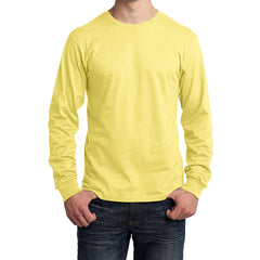 Men's Long Sleeve Core Cotton Tee - Yellow - Front