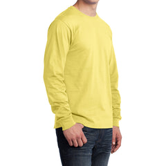 Men's Long Sleeve Core Cotton Tee - Yellow - Side