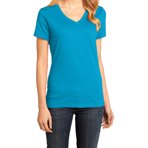 Ladies Perfect Weight V-Neck Tee - Bright Turquoise - Front
