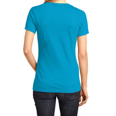 Ladies Perfect Weight V-Neck Tee - Bright Turquoise - Back