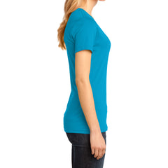 Ladies Perfect Weight V-Neck Tee - Bright Turquoise - Side