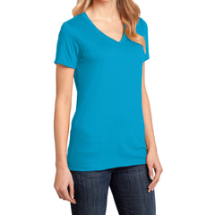 Ladies Perfect Weight V-Neck Tee - Bright Turquoise - Side