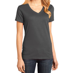 Ladies Perfect Weight V-Neck Tee - Charcoal - Front