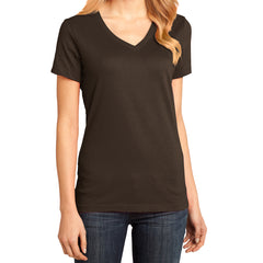 Ladies Perfect Weight V-Neck Tee - Espresso - Front