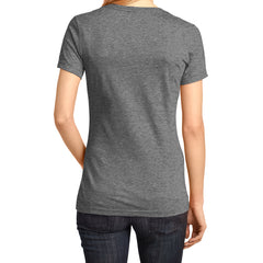 Ladies Perfect Weight V-Neck Tee - Heathered Nickel - Back
