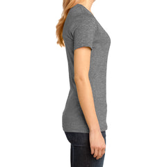 Ladies Perfect Weight V-Neck Tee - Heathered Nickel - Side