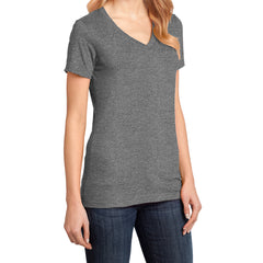 Ladies Perfect Weight V-Neck Tee - Heathered Nickel - Side