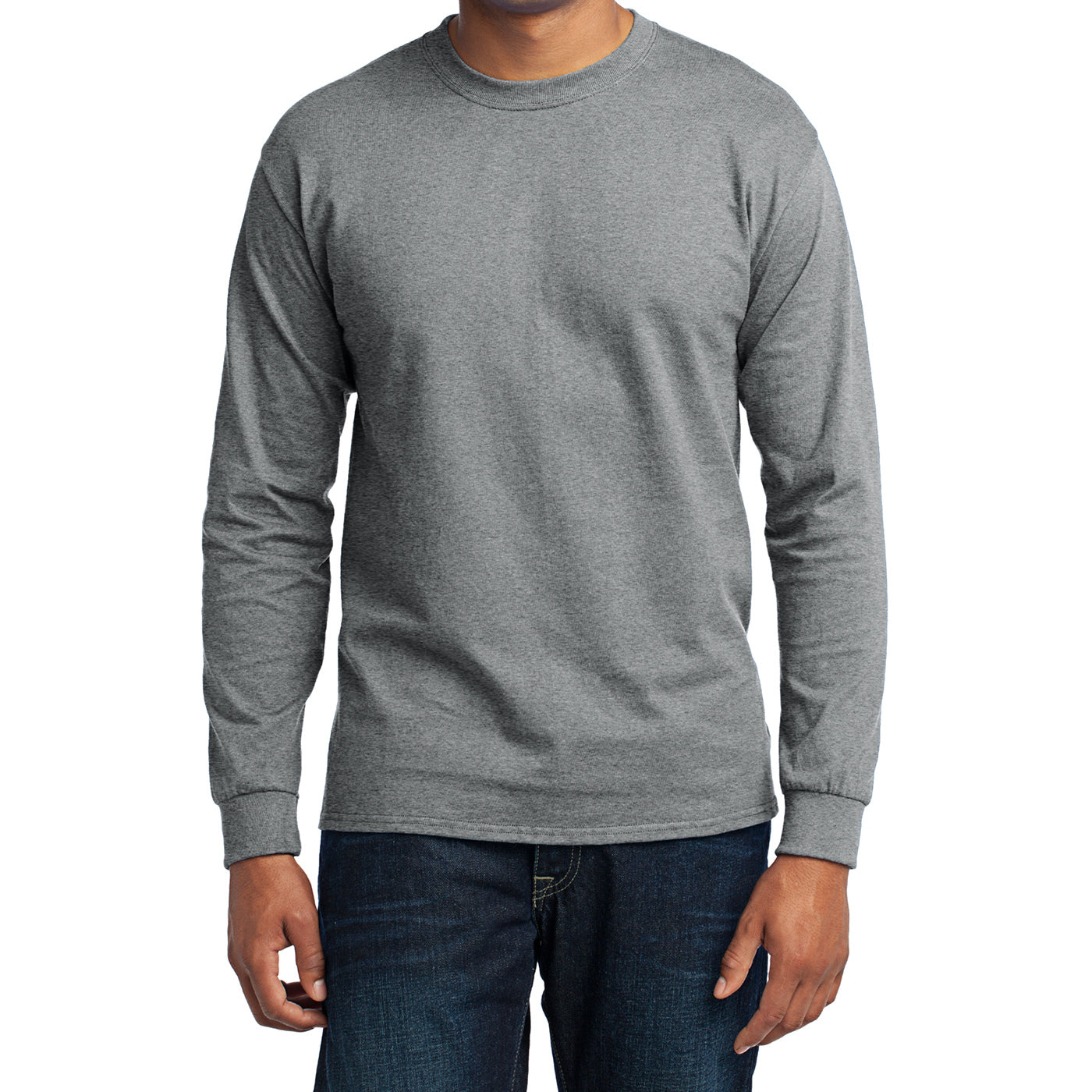 Men's Long Sleeve Core Blend Tee - Athletic Heather â€“ Front