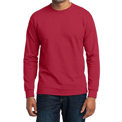 Men's Long Sleeve Core Blend Tee - Red â€“ Front