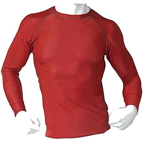 Men's Fitness Workout Base Layer Compression Shirt Long Sleeve - Red