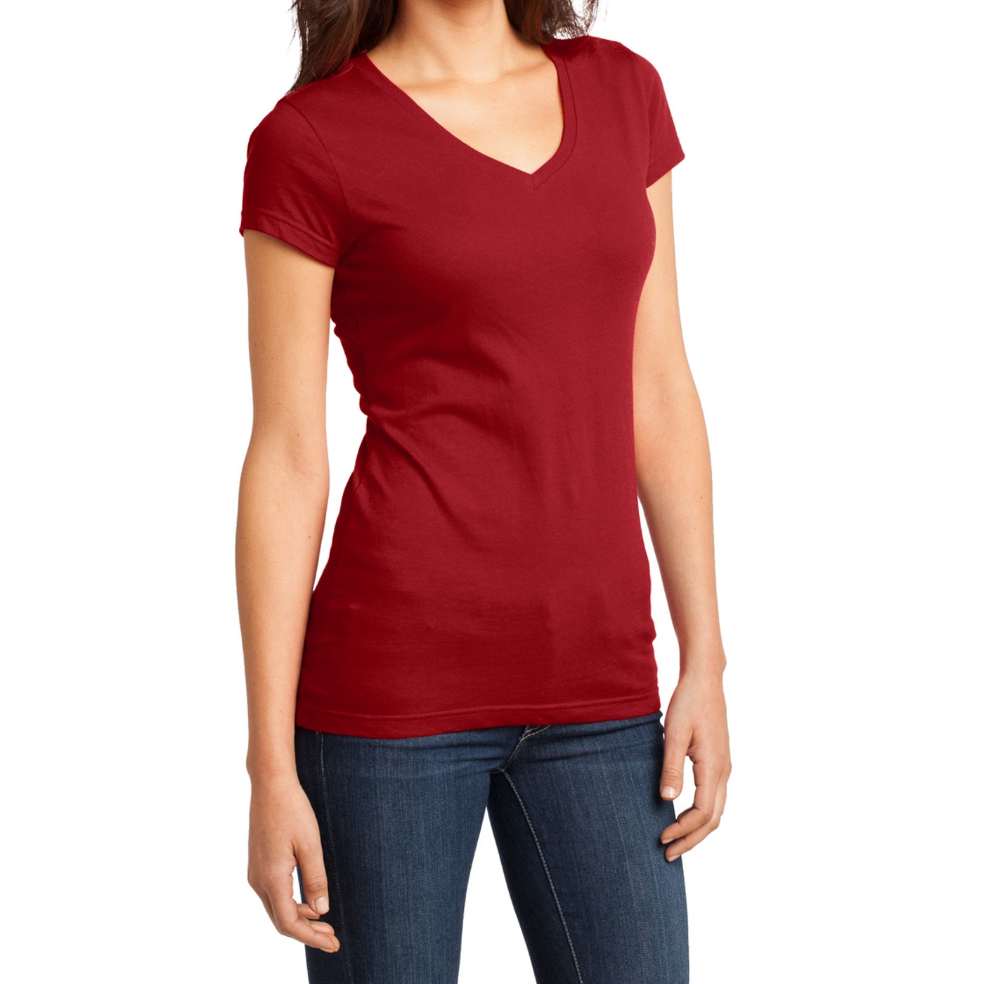 Women's Juniors Very Important Tee V-Neck - Classic Red