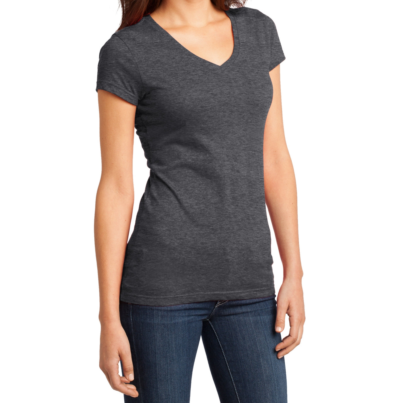 Women's Juniors Very Important Tee V-Neck - Heathered Charcoal