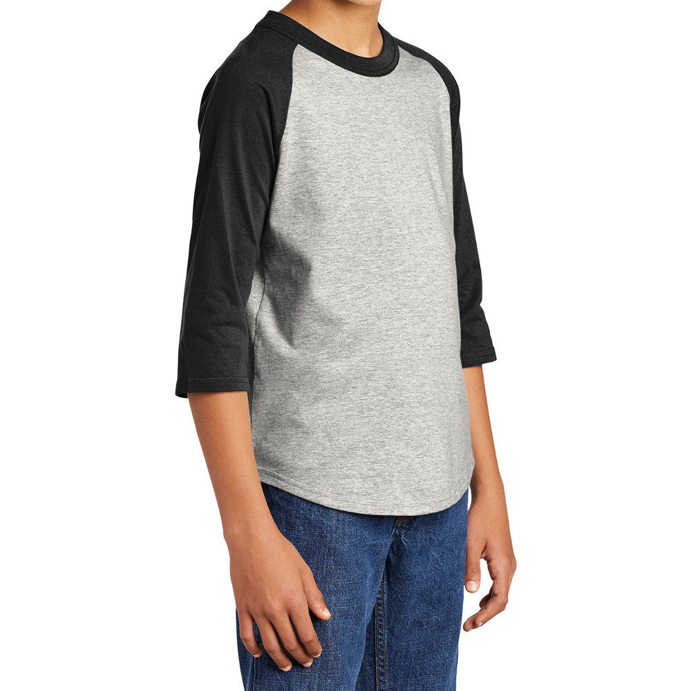 Colorblock 3/4 Sleeve Cotton Baseball T-Shirt - Youth - Embroidered