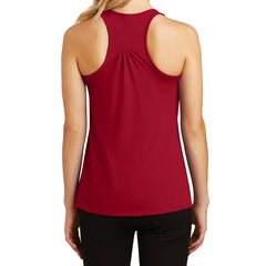 Womens Solid Gathered Racerback Tank - Classic Red - Back